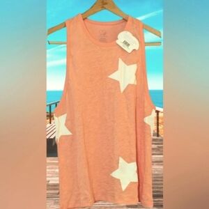 NWT Ivory Ella Celestial Stars Women's Size S Bright Salmon Peach Muscle Tank